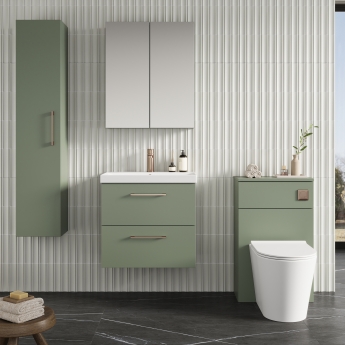 Nuie Arno Wall Hung 2-Drawer Vanity Unit with Basin-3 600mm Wide - Satin Green