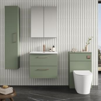 Nuie Arno Wall Hung 2-Drawer Vanity Unit with Basin-4 600mm Wide - Satin Green