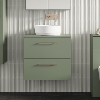 Arno 600mm 2-Drawer Wall Hung Vanity Unit with Countertop