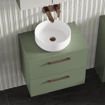 Nuie Arno Wall Hung 2-Drawer Vanity Unit with Worktop 600mm Wide - Satin Green