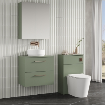 Nuie Arno Wall Hung 2-Drawer Vanity Unit with Worktop 600mm Wide - Satin Green