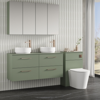 Nuie Arno Wall Hung 4-Drawer Vanity Unit with Worktop 1200mm Wide - Satin Green | Product Image
