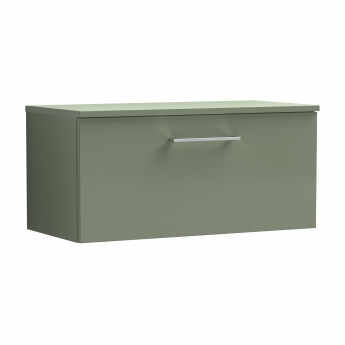 Nuie Arno Wall Hung 1-Drawer Vanity Unit with Worktop 800mm Wide - Satin Green