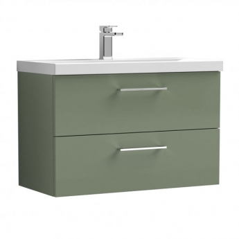 Nuie Arno Wall Hung 2-Drawer Vanity Unit with Basin-1 800mm Wide - Satin Green