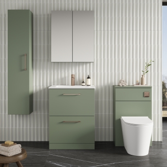 Nuie Arno Floor Standing 2-Drawer Vanity Unit with Basin-2 600mm Wide - Satin Green