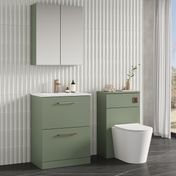 Nuie Arno Floor Standing 2-Drawer Vanity Unit with Basin-2 600mm Wide - Satin Green
