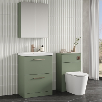 Nuie Arno Floor Standing 2-Drawer Vanity Unit with Basin-3 600mm Wide - Satin Green
