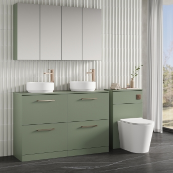 Nuie Arno Floor Standing 4-Drawer Vanity Unit with Worktop 1200mm Wide - Satin Green | Product Image