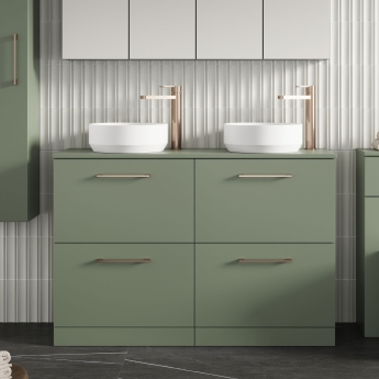 Arno Twin 1200mm 4-Drawer Floor Standing Vanity Unit with Countertop | Product Image