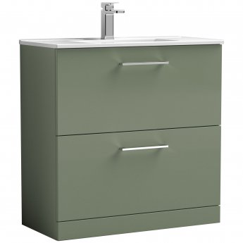 Nuie Arno Floor Standing 2-Drawer Vanity Unit with Basin-2 800mm Wide - Satin Green
