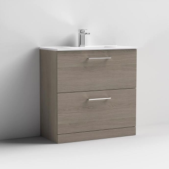 Arno Woodgrain 800mm 2-Drawer Floor Standing Vanity Unit