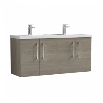 Arno Twin Woodgrain 1200mm 4-Door Wall Hung Vanity Unit