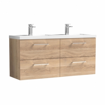 Arno Twin Woodgrain 1200mm 4-Drawer Wall Hung Vanity Unit