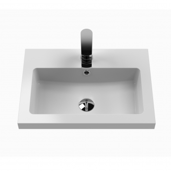 Nuie Arno Compact Floor Standing 2-Door Vanity Unit with Polymarble Basin 500mm Wide - Satin Anthracite