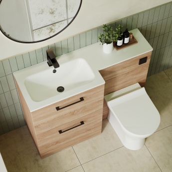 Arno Woodgrain 1100mm 2-Drawer Combination Vanity Basin and Toilet Unit | Product Image