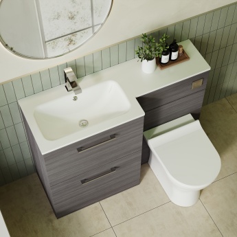 Arno Woodgrain 1100mm 2-Drawer Combination Vanity Basin and Toilet Unit | Product Image