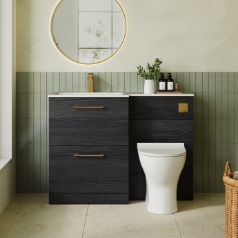 Arno Woodgrain 1100mm 2-Drawer Combination Vanity Basin and Toilet Unit | Product Image
