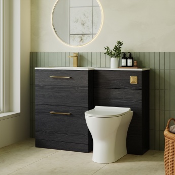 Arno Woodgrain 1100mm 2-Drawer Combination Vanity Basin and Toilet Unit | Product Image