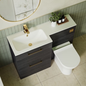 Arno Woodgrain 1100mm 2-Drawer Combination Vanity Basin and Toilet Unit | Product Image