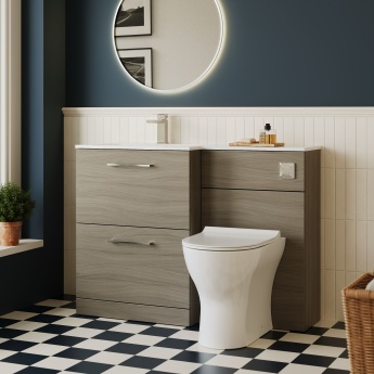 Arno Woodgrain 1100mm 2-Drawer Combination Vanity Basin and Toilet Unit | Product Image