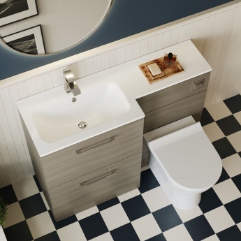 Arno Woodgrain 1100mm 2-Drawer Combination Vanity Basin and Toilet Unit | Product Image