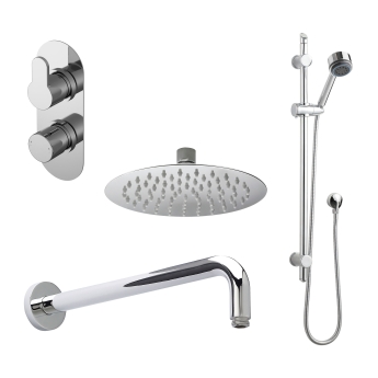 Nuie Arvan Thermostatic Twin Concealed Complete Mixer Shower with Diverter - Chrome | Product Image