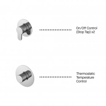 Nuie Arvan Thermostatic Concealed Mixer Shower with Shower Handset + Fixed Head and Stop Taps