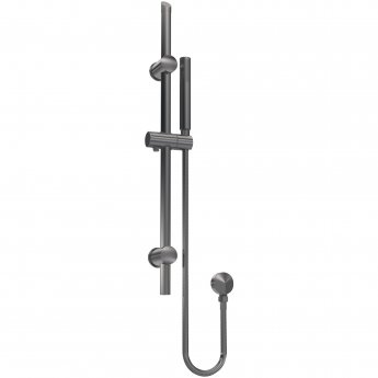 Nuie Arvan Round Slider Rail Shower Kit with Outlet Elbow - Brushed Pewter