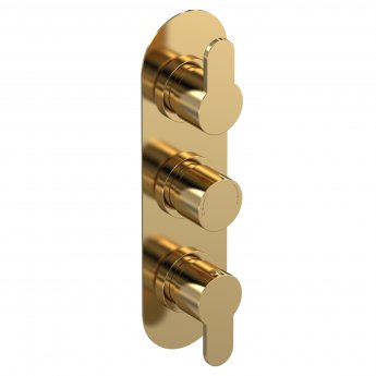 Nuie Arvan Thermostatic Concealed Shower Valve Triple Handle - Brushed Brass