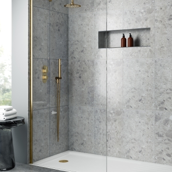 Nuie Arvan Thermostatic Concealed Shower Valve Dual Handle - Brushed Brass | Product Image