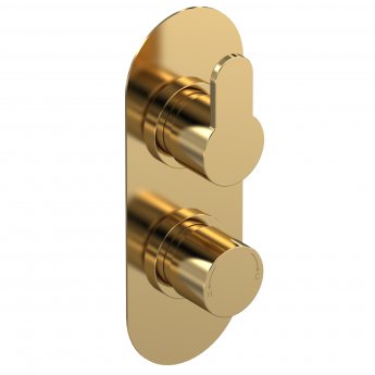 Nuie Arvan Thermostatic Concealed Shower Valve with Diverter Dual Handle - Brushed Brass