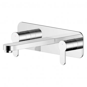 Nuie Arvan 3-Hole Wall Mounted Basin Mixer Tap with Plate - Chrome