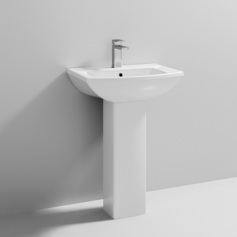 Nuie Asselby Medium Basin and Full Pedestal 600mm Wide - 1 Tap Hole