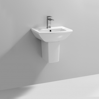 Nuie Asselby Basin and Semi Pedestal 500mm Wide - 1 Tap Hole