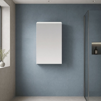 Nuie Athena 1-Door Mirrored Bathroom Cabinet 715mm H x 450mm W - Gloss White | Product Image