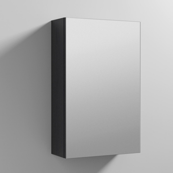 Nuie Athena 1-Door Mirrored Bathroom Cabinet 715mm H x 450mm W - Charcoal Black Woodgrain