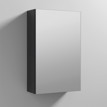 Nuie Athena 1-Door Mirrored Bathroom Cabinet 715mm H x 450mm W - Charcoal Black Woodgrain
