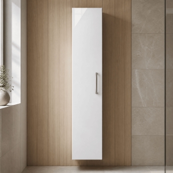 Nuie Athena Wall Hung 1-Door Tall Unit 300mm Wide - Gloss White | Product Image