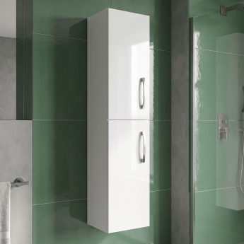Athena 300mm Wall Hung 2-Door Tall Storage Unit | Product Image