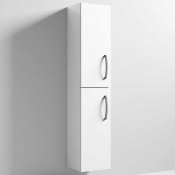 Nuie Athena Wall Hung 2-Door Tall Unit 300mm Wide - Gloss White