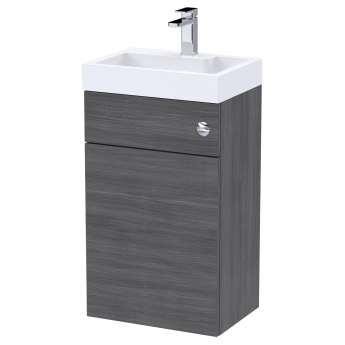 Nuie Athena Basin and WC Toilet Combination Unit 500mm Wide - Anthracite Woodgrain
