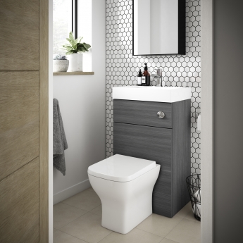 Nuie Athena Basin and WC Toilet Combination Unit 500mm Wide - Anthracite Woodgrain