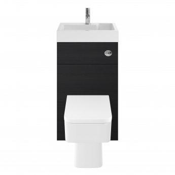 Nuie Athena Basin and WC Toilet Combination Unit 500mm Wide - Charcoal Black Woodgrain