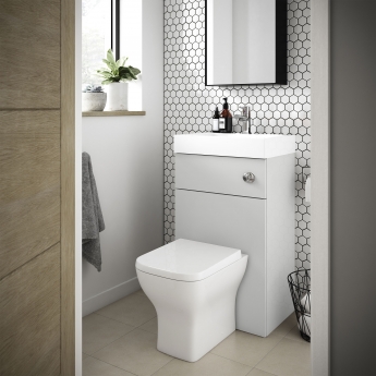 Nuie Athena Basin and WC Toilet Combination Unit 500mm Wide - Gloss Grey Mist
