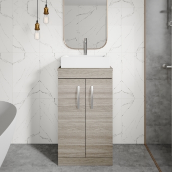 Nuie Athena Floor Standing 2-Door Vanity Unit and Worktop 500mm Wide - Gloss White