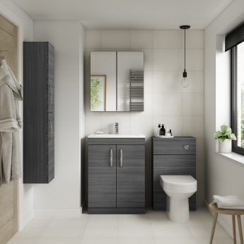 Nuie Athena Floor Standing 2-Door Vanity Unit with Basin-3 600mm Wide - Anthracite Woodgrain