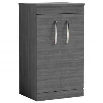 Nuie Athena Floor Standing 2-Door Vanity Unit and Worktop 500mm Wide - Anthracite Woodgrain