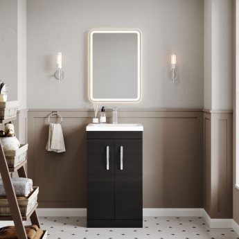 Nuie Athena Floor Standing 2-Door Vanity Unit with Basin-1 500mm Wide - Charcoal Black | Product Image