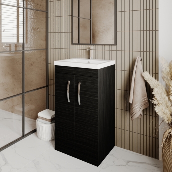 Nuie Athena Floor Standing 2-Door Vanity Unit with Basin-3 500mm Wide - Charcoal Black