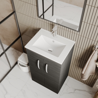 Nuie Athena Floor Standing 2-Door Vanity Unit with Basin-2 500mm Wide - Gloss White